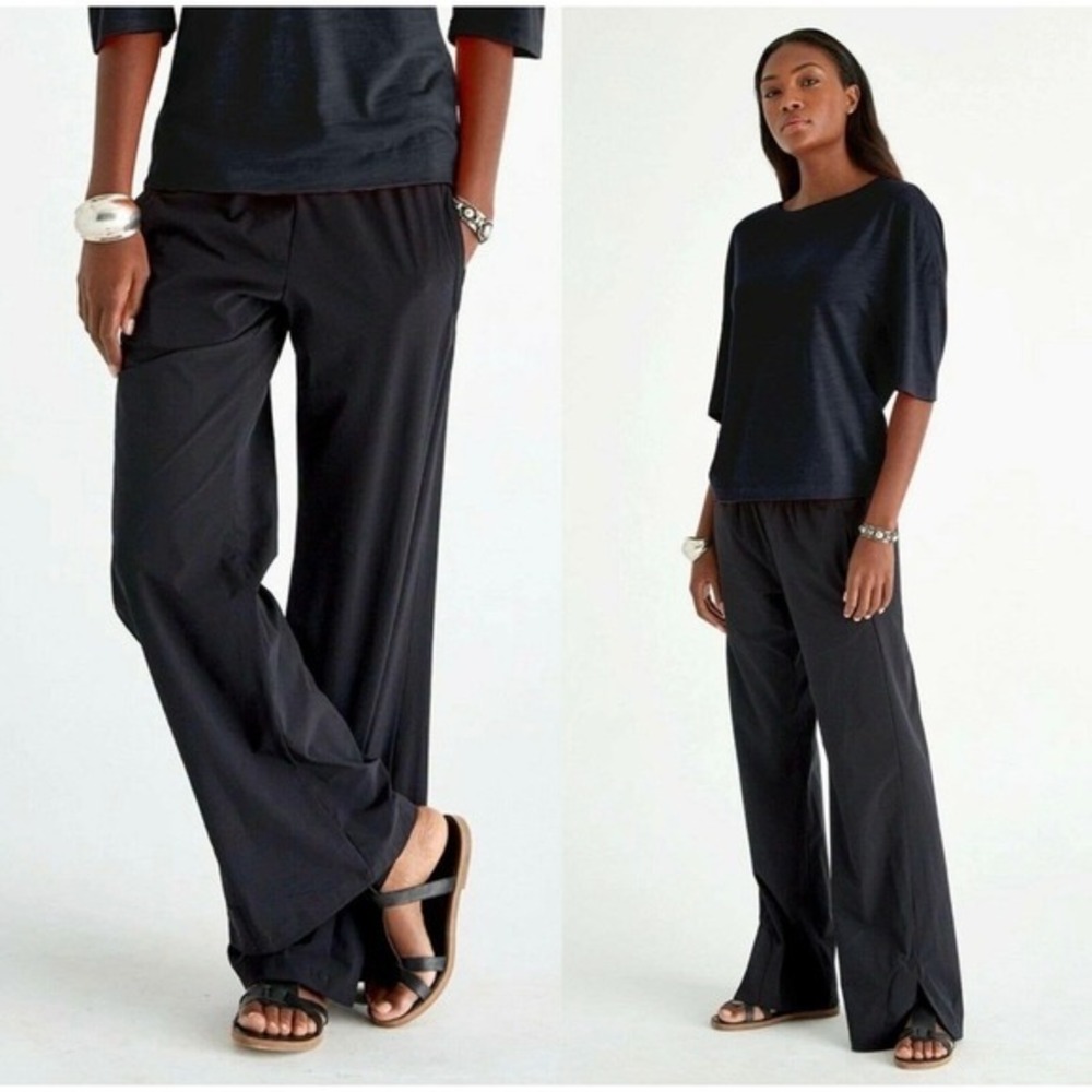 Paskho‎ Escape Relaxed Elegance Pants Black Wide Leg Travel Trousers XL/XXL